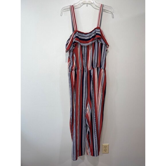 Red White‎ & Blue Striped Jumpsuit XXXL/3XG 21 Polyester Spandex For Women - Picture 1 of 7